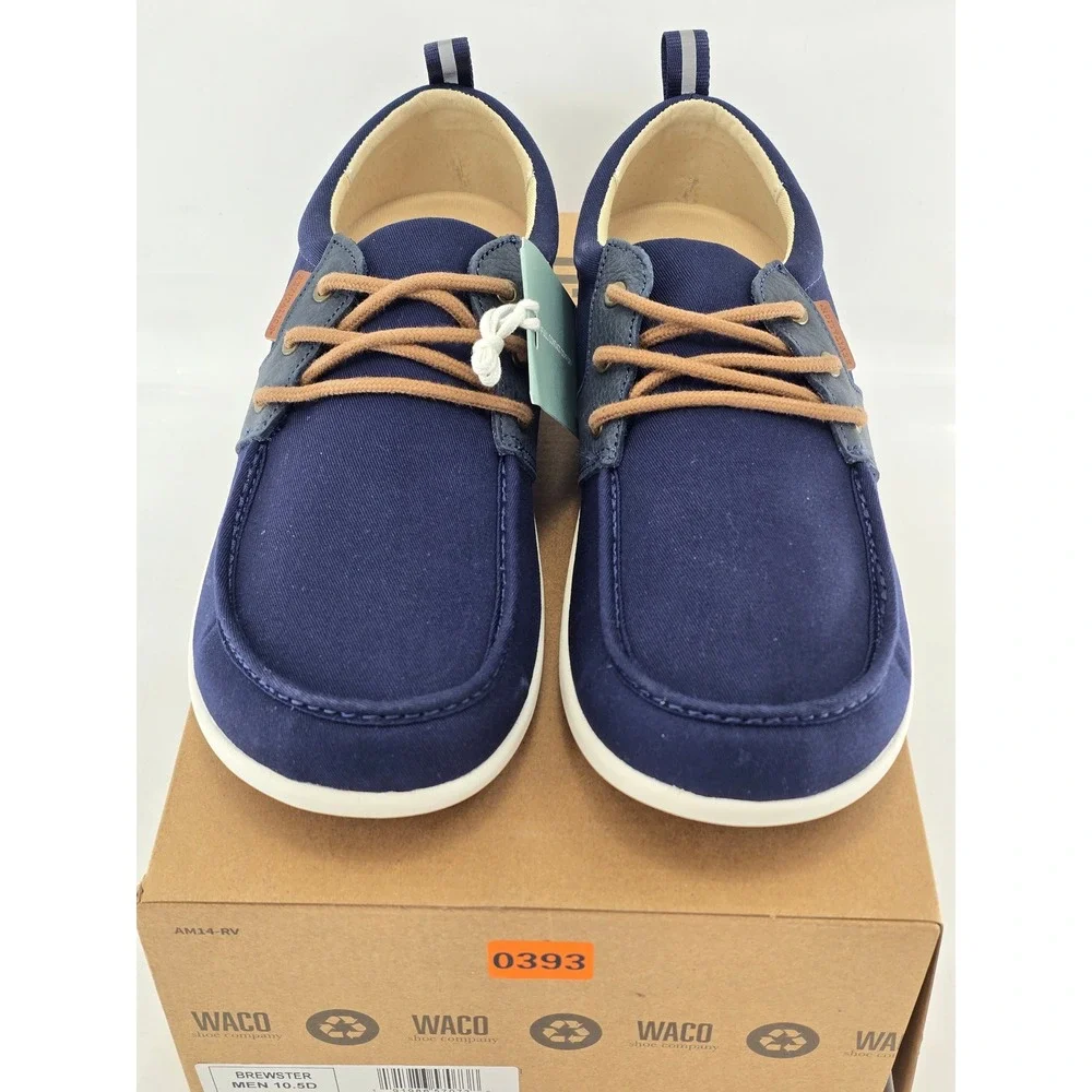 Revitalign Brewster Boat Shoes Men 10.5D Peacoat Blue‎ Canvas Orthotic -New